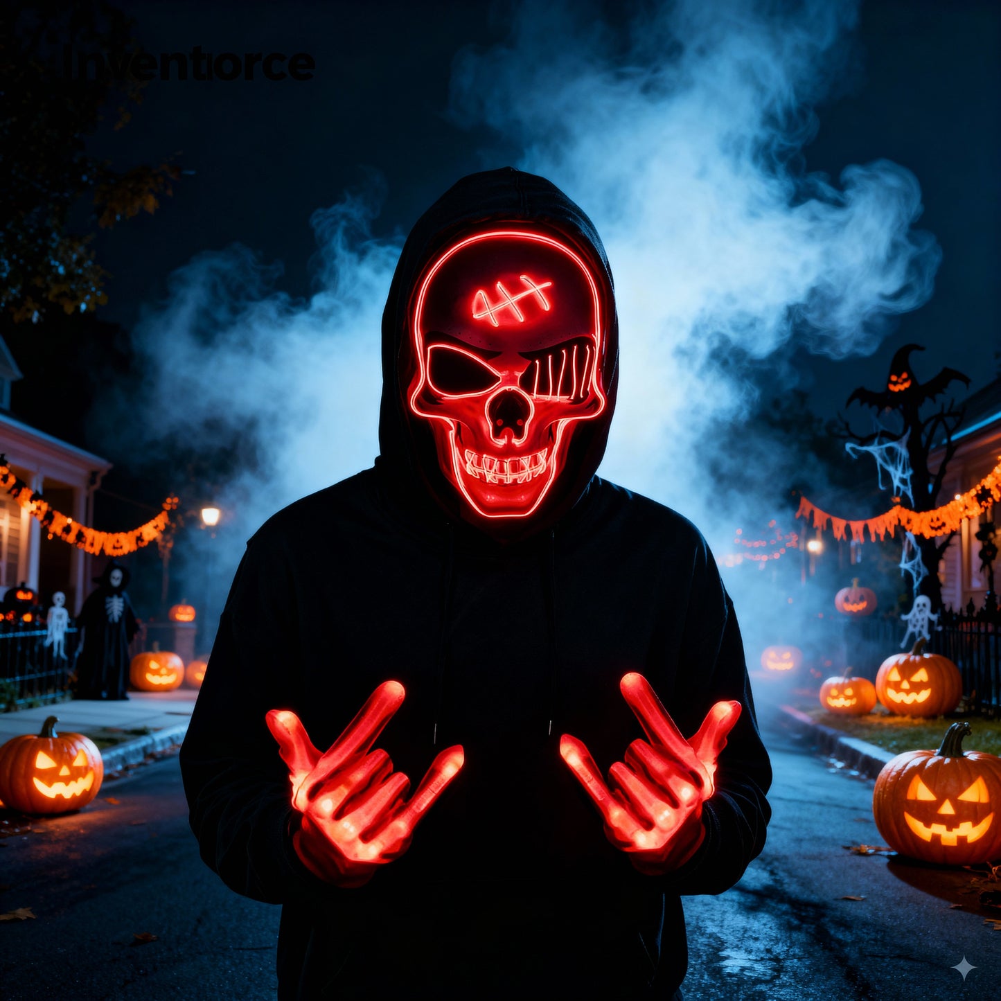 Pimovo™ Halloween LED Skull Mask & Gloves Set