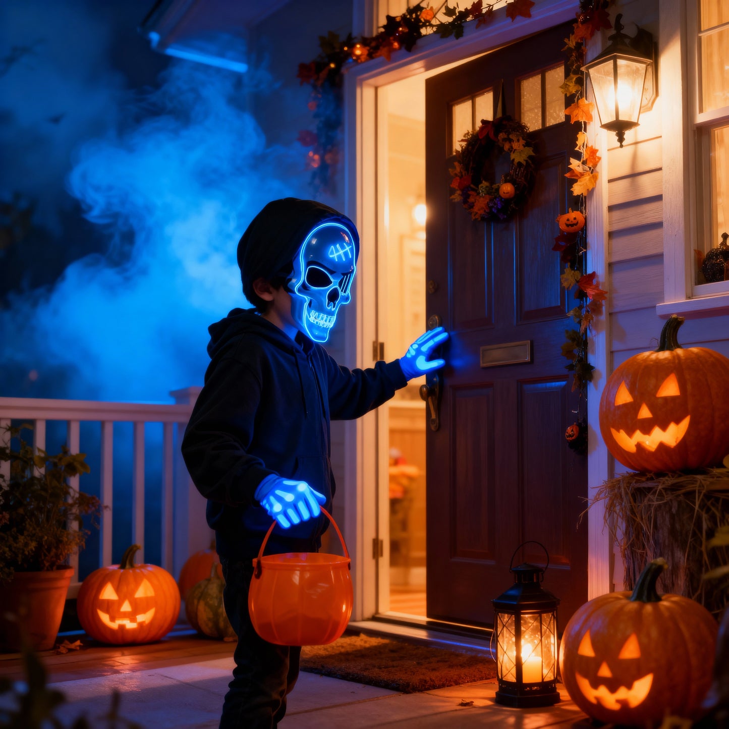 Pimovo™ Halloween LED Skull Mask & Gloves Set
