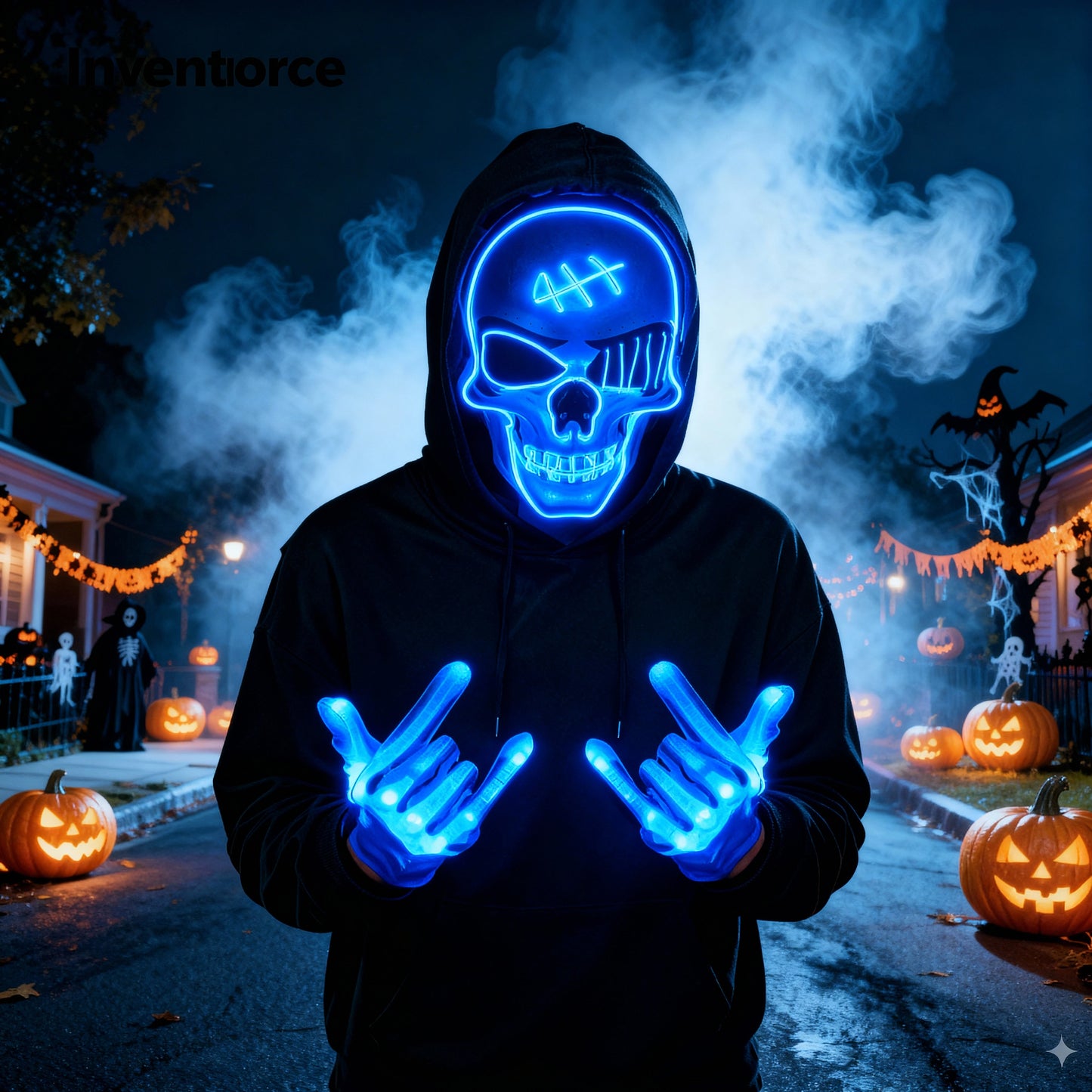 Pimovo™ Halloween LED Skull Mask & Gloves Set