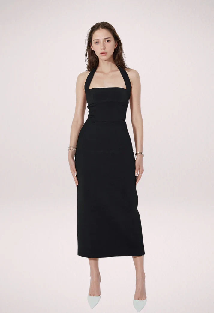 Hugging Halter Midi Dress