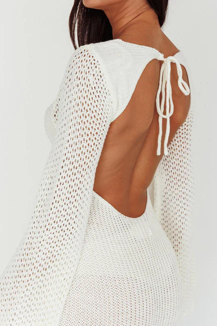 Knit See-Through Maxi Dress