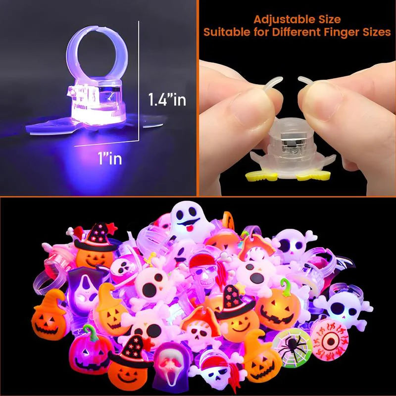 Halloween LED zářící prsteny (50ks)
