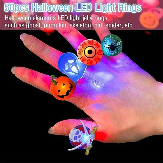 Halloween LED zářící prsteny (50ks)