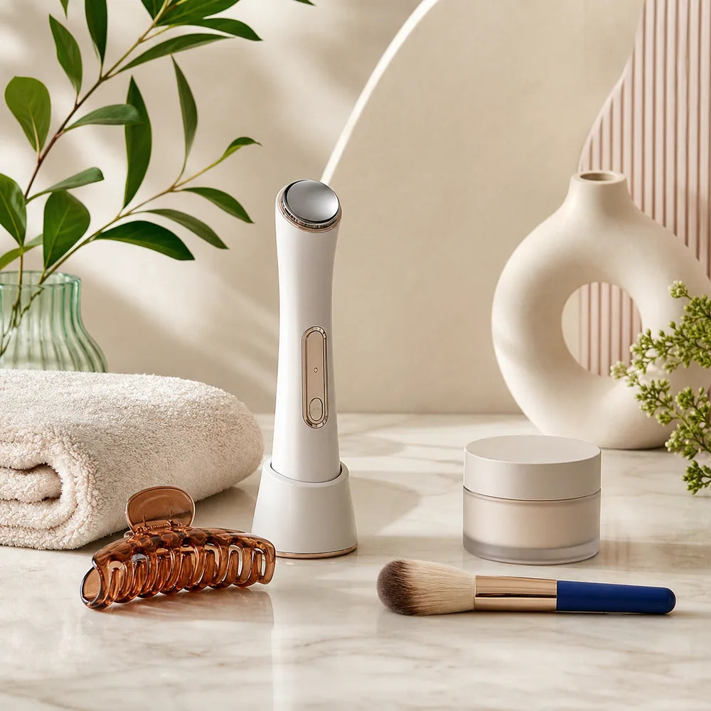 Beauty and personal care essentials in a bright modern setting