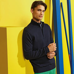 Miesten puuvillasekoite ¼ vetoketjulla - Laivastonsininen