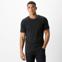 Mens Tipped T-Shirt - Black/White/Red