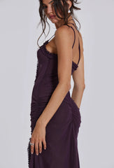 Split Ruffled Beach Strapless Dress