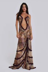 Split Ruffled Beach Strapless Dress