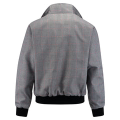 Miesten ruudullinen Harrington-takki - Vaaleanharmaa/Punainen
