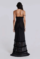 Split Ruffled Beach Strapless Dress