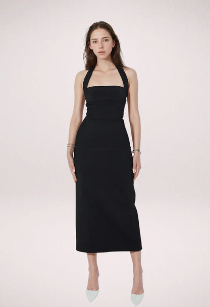 Hugging Halter Midi Dress