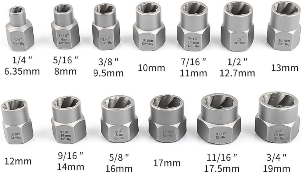 Conjunto de Soquetes Extratores de Porcas 14 Peças