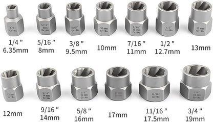 Conjunto de Soquetes Extratores de Porcas 14 Peças