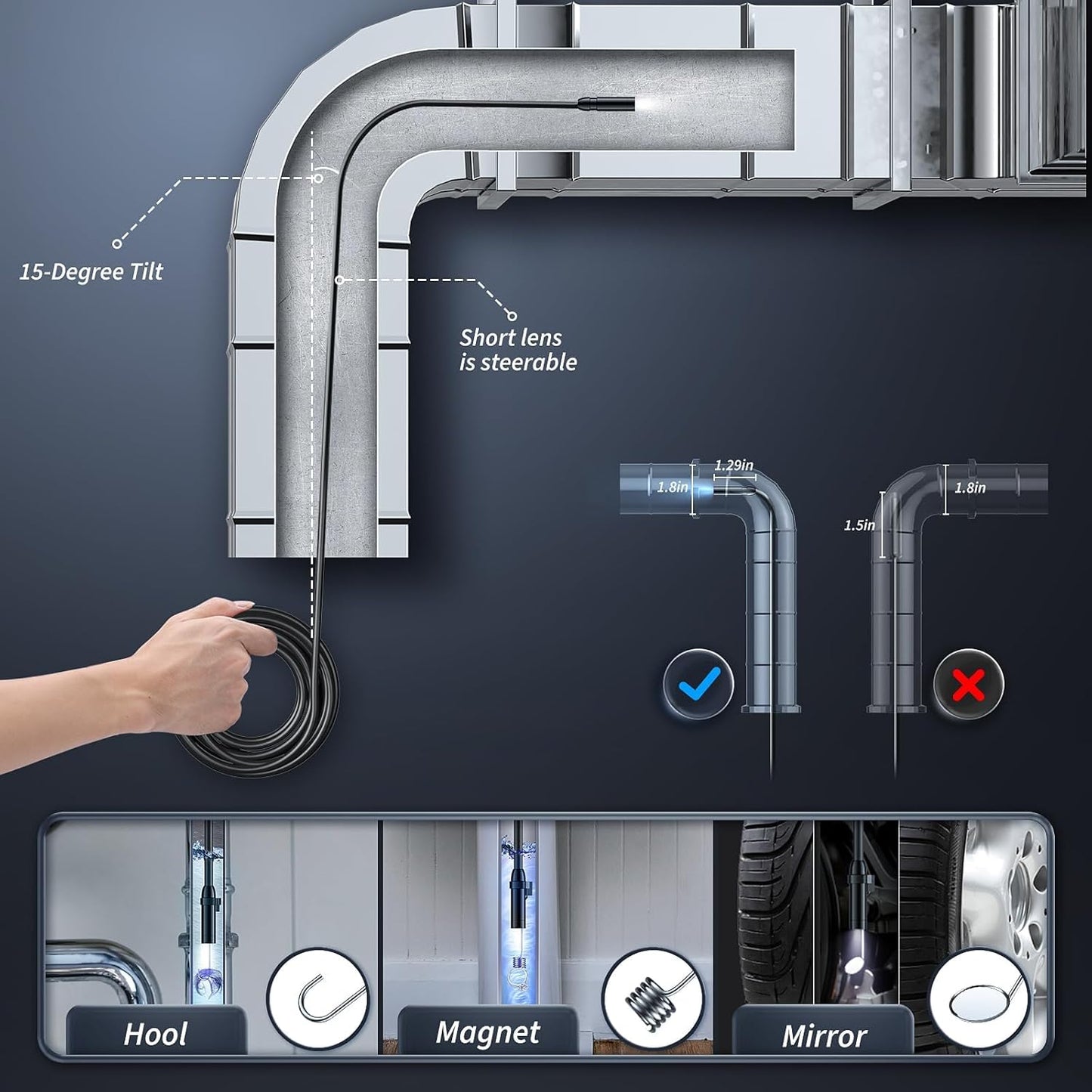 Pimovo® Επιθεώρηση Borescope Κάμερα