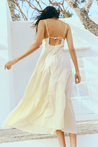 Poplin Backless Maxi Dress