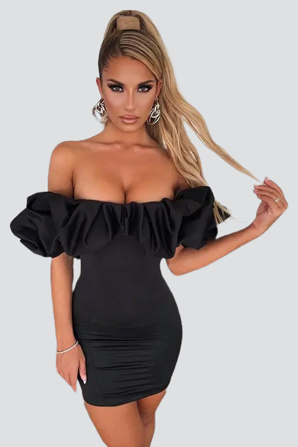 Ruffle Off Shoulder Bodycon Dress