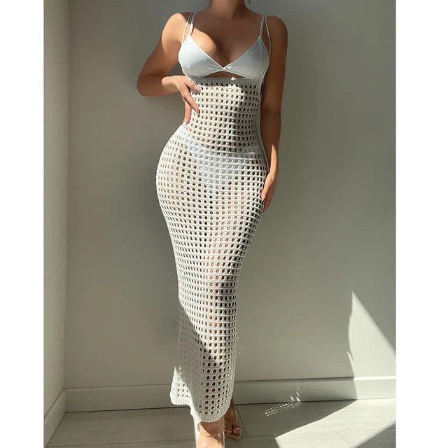 Knitted Strappy Beach Cover-Up Dress