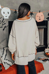 Naisten paljettinen kurpitsavelho Halloween-collegepaita