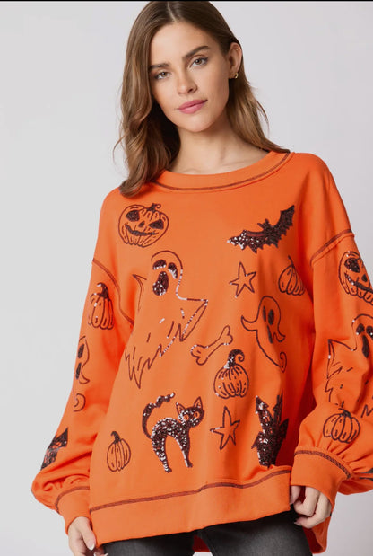 BLACK Halloween 🎃 sequin detailed top RTS