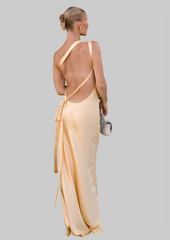 Skew Collar Backless Maxi  Dress