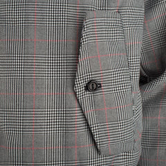 Miesten ruudullinen Harrington-takki - Vaaleanharmaa/Punainen