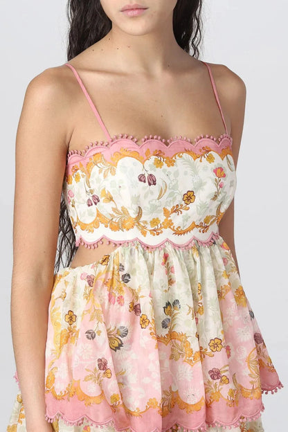 Embroidered Strapless Suspender Dress