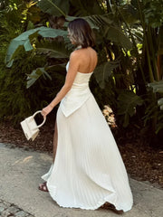 Chic Strapless Pleated Hem Maxi