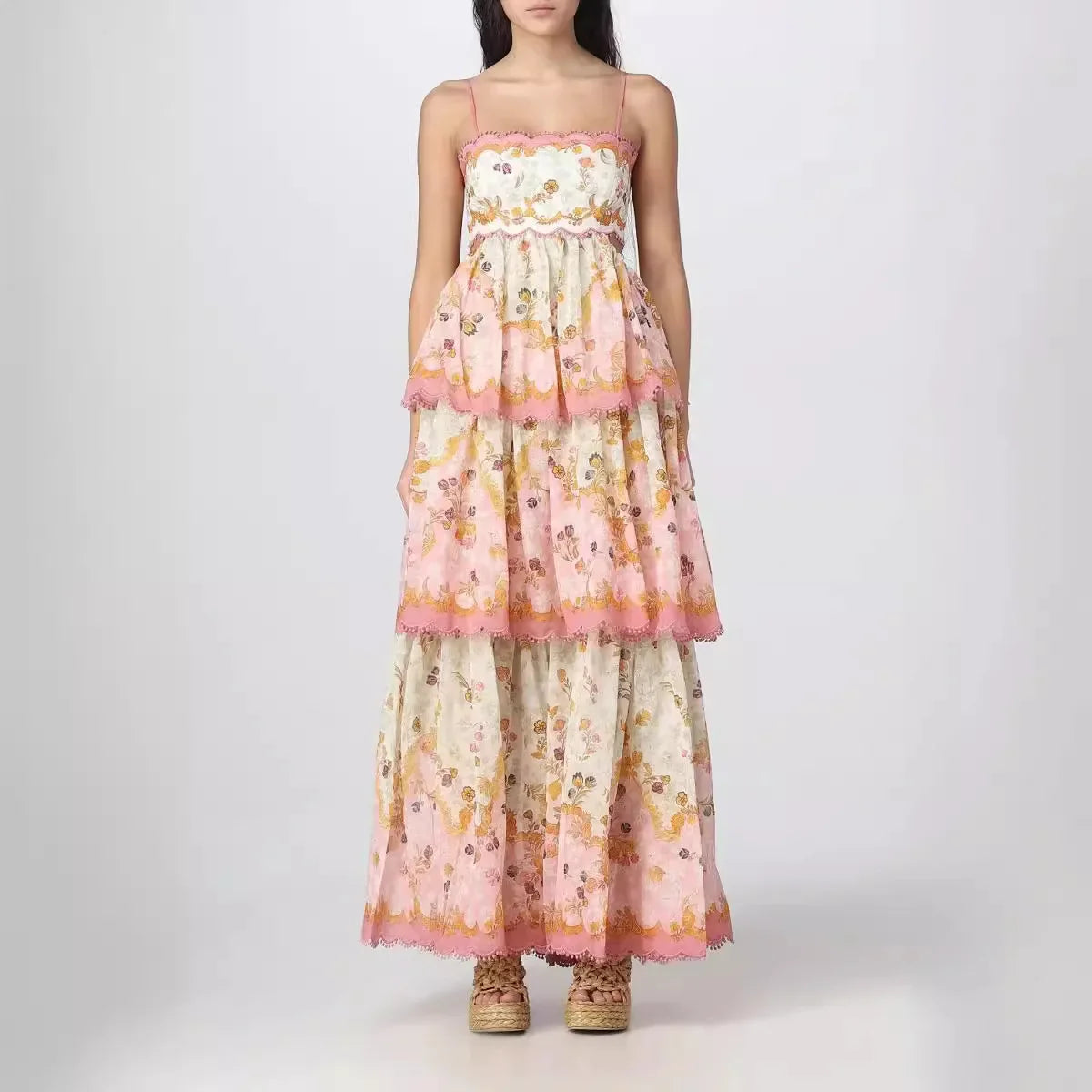 Embroidered Strapless Suspender Dress