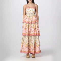Embroidered Strapless Suspender Dress