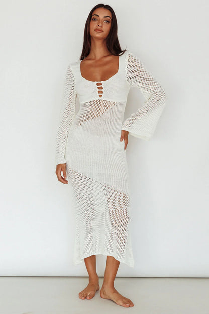 Knit See-Through Maxi Dress