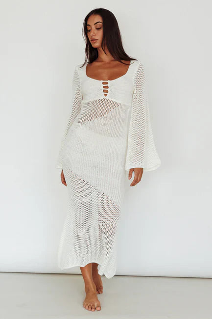 Knit See-Through Maxi Dress