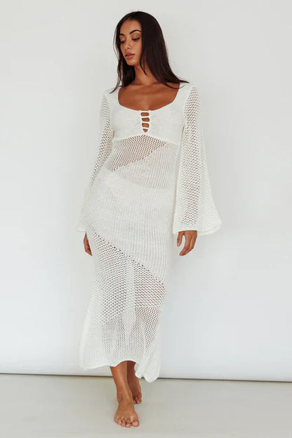 Knit See-Through Maxi Dress