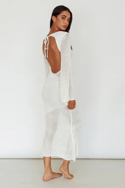 Knit See-Through Maxi Dress