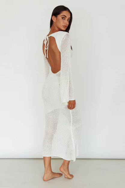 Knit See-Through Maxi Dress