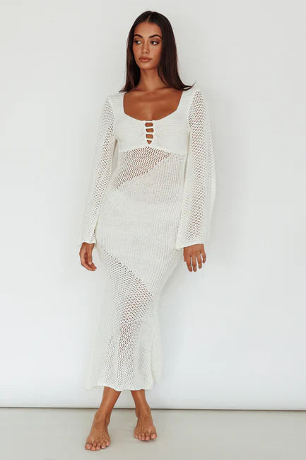 Knit See-Through Maxi Dress