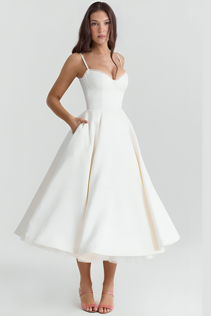 Mesh Spliced Midi Dress