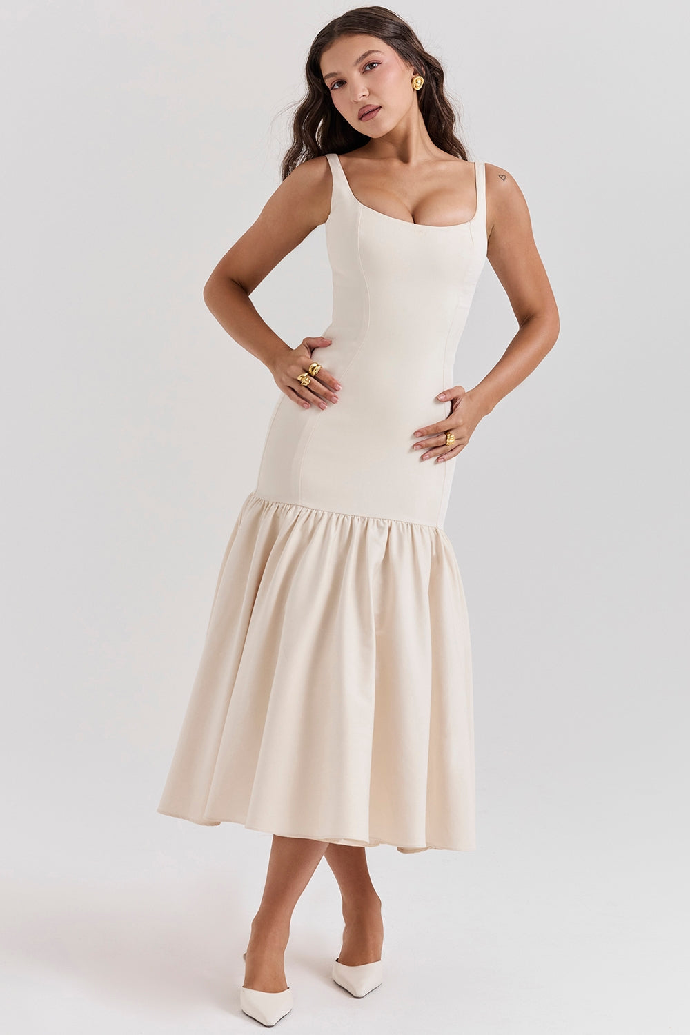 Dropped Waist Midi Dress