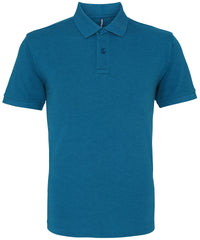 Miesten yksivärinen lyhythihainen poolopaita - Teal Heather