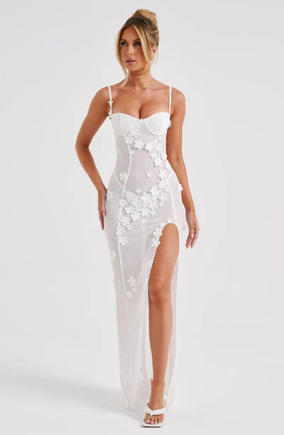 Elegant Sheer Mesh Maxi Dress