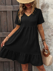 Elegant V-Neck Summer Mini Dress