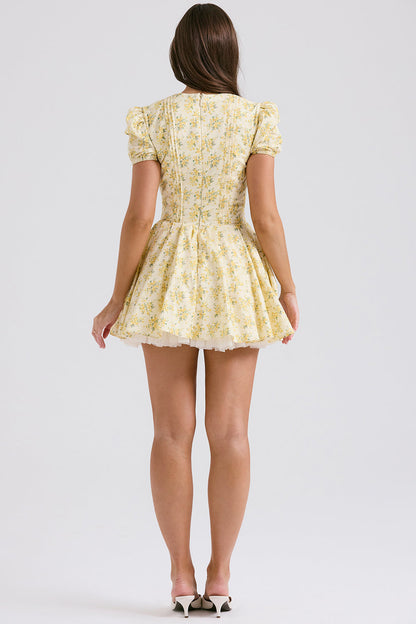 Deep V-Neck Pleated Mini Dress