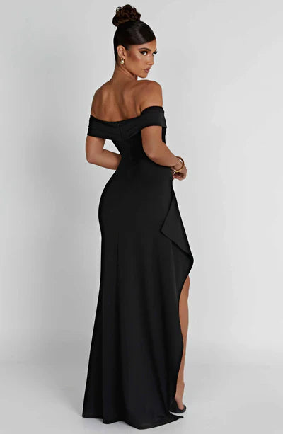 Off-shoulder High Split Maxi Dress