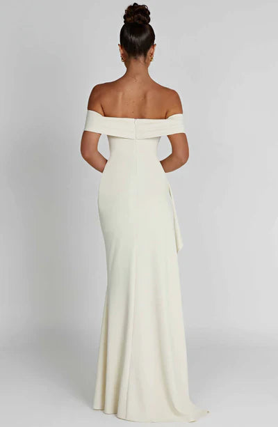 Off-shoulder High Split Maxi Dress