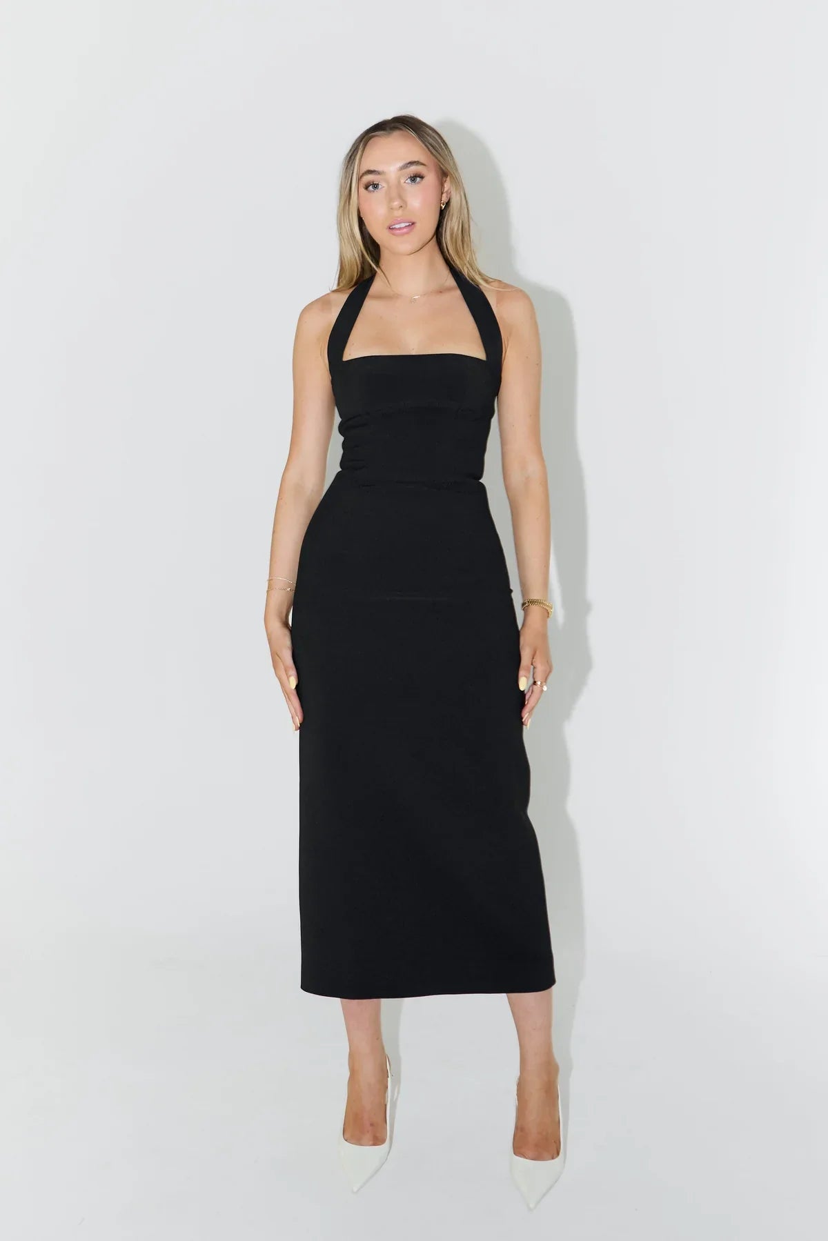 Hugging Halter Midi Dress