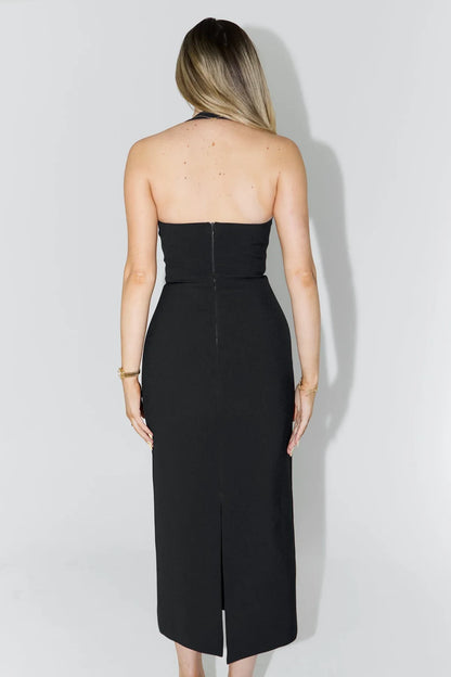 Hugging Halter Midi Dress
