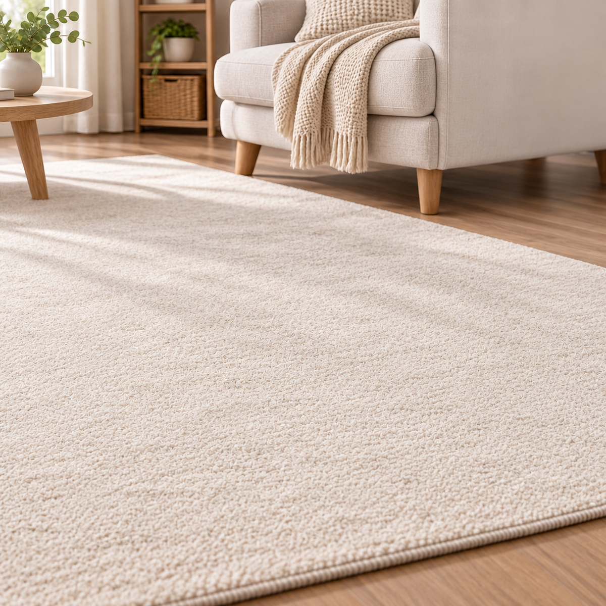 Compatible rug after loose pet hair has been manually collected
