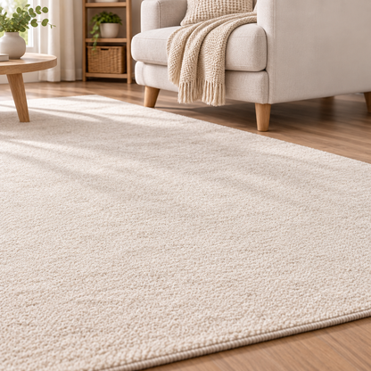 Compatible rug after loose pet hair has been manually collected