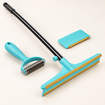 PIMOVO FurSweep three-piece pet hair cleaning and deshedding system