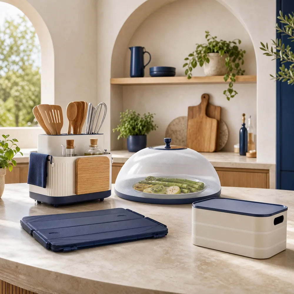 Kitchen and home essentials in a bright modern kitchen